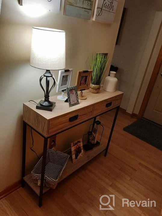 img 1 attached to Modern Oak Wood Console Table With Drawers And Shelf - Ideal For Hallways, Living Rooms And Entryways! review by Brian Dildine