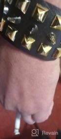 img 5 attached to Wide Leather Wristband Bracelet with Punk Rivet Spike Design