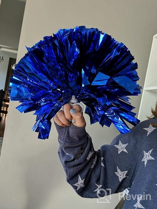 img 1 attached to Premium Pack of 4 Foil Plastic Metallic Cheerleading Pom Poms for Team 🎉 Spirit and Cheering - 12 inch, 80g - Ideal for Cheer Sport, Kids, and Adults review by Justin Ellingson