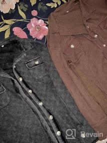 img 5 attached to Женская рубашка-куртка в стиле "Boyfriend" в рубчик: блузка на пуговицах с свободной посадкой и длинными рукавами от Yanekop.