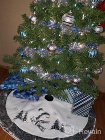 img 8 attached to Серебристая роскошная 36-дюймовая юбка для рождественской елки с вышитой белой снежинкой Санта-Клауса и атласной каймой - идеальное украшение и подарок для рождественской елки