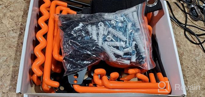 img 1 attached to AOBEN 24-Pack Heavy Duty Garage Hooks Organizer - Anti-Slip Double Wall Storage Hooks For Ladders, Power Tools, Bikes, Ropes And More With Bonus Holder Strap - Vibrant Orange review by Gene Taylor