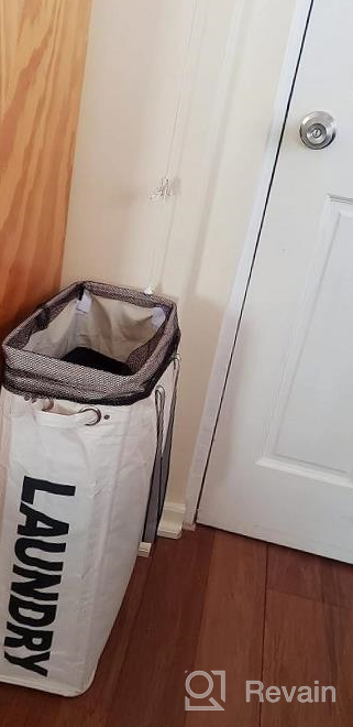 img 1 attached to Tall And Slim Collapsible Laundry Hamper With Breathable Mesh Cover And Silver Handle - Handy Hanging Basket For Travel, Waterproof And Upgraded With Linen Fabric By Caroeas review by Leslie Morrison