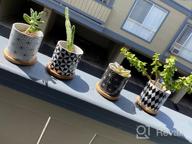 img 1 attached to Stylish And Functional: DeeCoo 3 Inch Ceramic Succulent Planter Pots With Drainage And Tray - Set Of 4 For Mini Flowers, Cactus, Herbs And Indoor Plants review by Chadwick Webster
