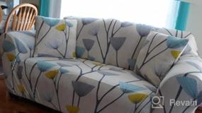 img 8 attached to Ламберия Напечатанная накладка на диван, растяжимая чехол на диван, чехлы на диван для трёхместного дивана с двумя бесплатными наволочками (Пальма, диван на двоих)