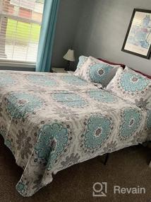 img 8 attached to 🌿 Travan 3-Piece Quilt Set: Floral Printed Oversized Bedding, King Size, Green Vine