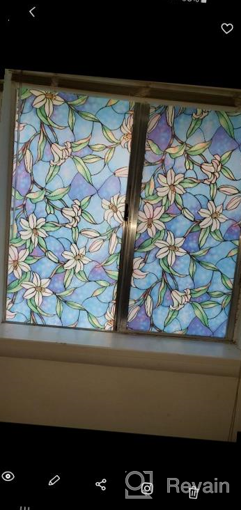 img 1 attached to Coavas Stained Glass Decorative Static Cling Window Film For Total Privacy - Non-Adhesive Frosted Window Tint For Home & Office - 17.7" X 78.7 review by Non Martin