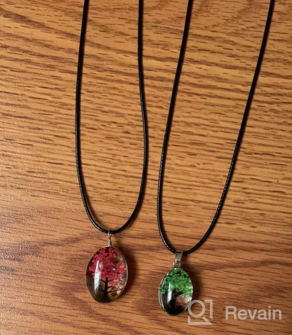 img 1 attached to 🌳 Tree Of Life Necklace with Real Dried Plant in Red Epoxy - Handmade Nature Lovers' Favorite by SHADENCOLOR review by Brady Shayotovich