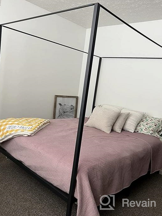 img 1 attached to Full Size YITAHOME Black Metal 4 Poster Canopy Bed Frame With Headboard, No Box Spring Needed! review by Courtney Hatcher