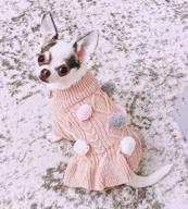 img 1 attached to Pink Deer Knit Dog Sweater Dress With Craft Pom Pom Ball Pullover Ruffle For Small Dogs CuteBone Snowflake Girl review by Paul Koehler