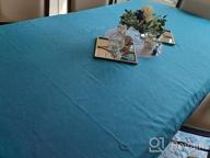 img 1 attached to Premium Solid Tablecloth: H.VERSAILTEX Linen Textured Rectangle 60X120 Inch - Wrinkle Free, Waterproof & Spill-Proof Cover For Dining Buffet Feature Extra Soft And Thick Fabric In Aqua review by Priscilla Roque