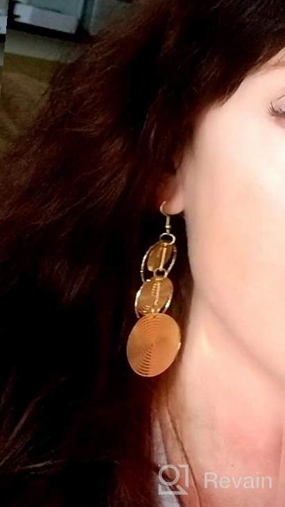 img 1 attached to COZLANE 14K Gold Drop Dangle Earrings For Women Fashion Big Dangling Bohemia Vintage Circular Statement Chandelier Earrings For Party Prom review by Tina Peterson