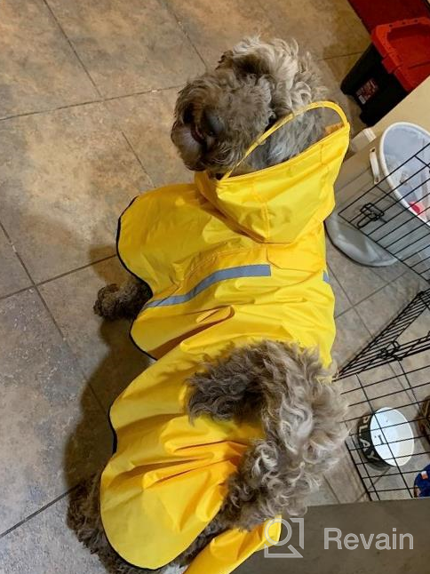 img 1 attached to Waterproof Dog Raincoat With Adjustable Belly Strap, Leash Hole & Reflective Strip - Lightweight Breathable Hoodie Jacket For Medium Large Dogs - Easy To Wear review by Troy Palmer