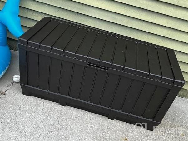 img 1 attached to Stay Clutter-Free Outdoors With Keter Kentwood 90 Gallon Resin Deck Box In Brown review by Kristen Reid