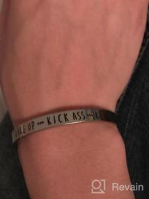 img 3 attached to 👊 Wake Up, Kick Ass, Repeat! Yiyang Hand Stamped Bracelet Cuff Bangle: Empowering Feminist Jewelry for Women