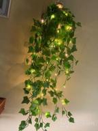 img 1 attached to Rustic Thicker Ivy Vines With Lights In Galvanized Metal Wall Planter - Hsuner Fake Hanging Plants For Modern Farmhouse Wall Decor, Boho Bedroom & Porch Decoration (Upgrade White) review by Kevin Carey