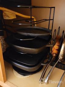 img 8 attached to MUDEELA Heavy Duty Pan Organizer Rack - 6 Tiers For Cast Iron Skillets, Griddles And Shallow Pots, Durable Steel Construction With No Assembly Required, Ideal For Kitchen Cabinet Storage