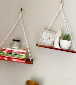 img 5 attached to 3 Tier White Wood Floating Shelves With Rope - Rustic Home Decor For Kitchen, Bathroom & Bedroom