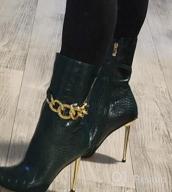 img 1 attached to LISHAN Women'S Mid Calf Stiletto Heel Green Crocodile Boots review by David Gill