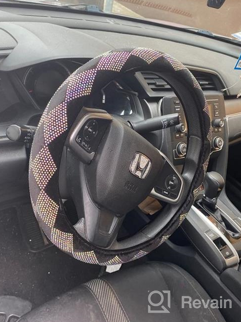 img 1 attached to Upgrade Your Car'S Style With Universal Rhinestone Mirror Accessories For Women - Shiny, Colorful And Elastic Plush Decorative Covers! review by Miguel Escobar