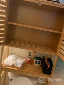 img 5 attached to Бамбуковый отдельно стоящий шкаф для хранения туалета с регулируемыми полками - идеально подходит для ванной комнаты, прачечной и балкона!