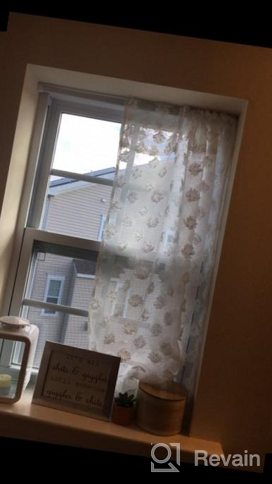 img 1 attached to Off-White Sheer Window Curtains With Pom Pom Embroidery - DriftAway Olivia White Voile Chiffon, Set Of 2 Panels With Rod Pocket, 52"X 84 review by Mario Portillo