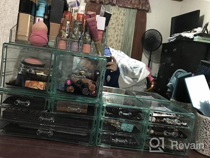 img 1 attached to Teal Thrill: Sorbus Large Clear Makeup Organizer With Detachable Spacious Beauty Display - Ideal Jewelry & Make Up Storage For Vanity, Dresser & Countertop review by Timothy Wall