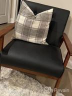 img 1 attached to JIASTING Mid-Century Retro Modern Accent Chair: Wooden Arm Upholstered Tufted Back Lounge Chairs With Square Leg In Black review by Jay Elgouhari