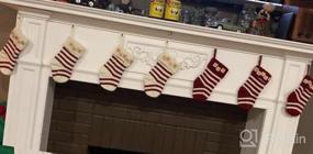 img 5 attached to Get Festive With LimBridge Christmas Mini Stockings - Pack Of 12, 9 Inches Knitted Stripe Rustic Decorations In Cream And Burgundy