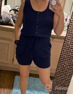 img 1 attached to Stylish And Comfortable Women'S Sleeveless Romper With Button Detail, Elastic Waist, And Scoop Neck For Summer review by Amy Meyer