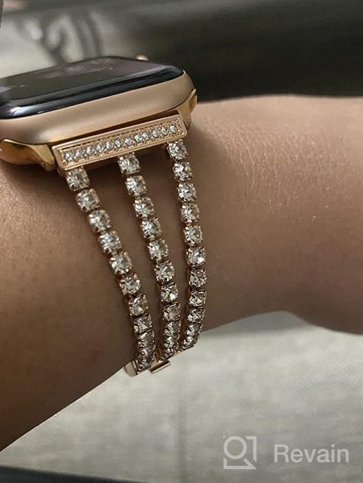 img 1 attached to Apple Watch Band 38Mm 40Mm 41Mm Bling Diamond Rhinestone Metal Link Bracelet For Women Series 8 7 6 5 4 3 2 1 SE Rose Gold Compatible review by Erick Roby