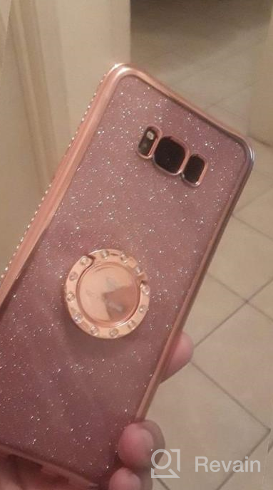 img 1 attached to Sparkling Silver Galaxy S8 Plus Phone Case With Kickstand And Rhinestone Bumper, Bling Diamond Styling And Ring Stand Compatible With Women And Girls - By OCYCLONE review by Eric Froedge