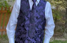 img 6 attached to HISDERN Men'S 3PC Formal Vest Tie Set Waistcoat Paisley Floral Jacquard Necktie Pocket Square Suit Vests Wedding Party