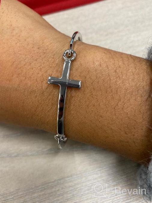 img 1 attached to 💒 Religious Jewelry: Sideways Cross Bracelet with Open Hook Closure review by Skye Gunnell