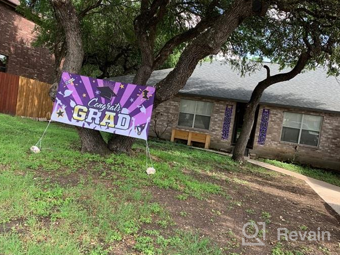 img 1 attached to Purple Extra-Large Graduation Party Banner 78.8"X40.3" For 2021 & 2022 Graduation Celebrations - Perfect Booth Backdrop, Photo Prop & Decorations - Indoor/Outdoor Use At Home Or School review by Anthony Lanka