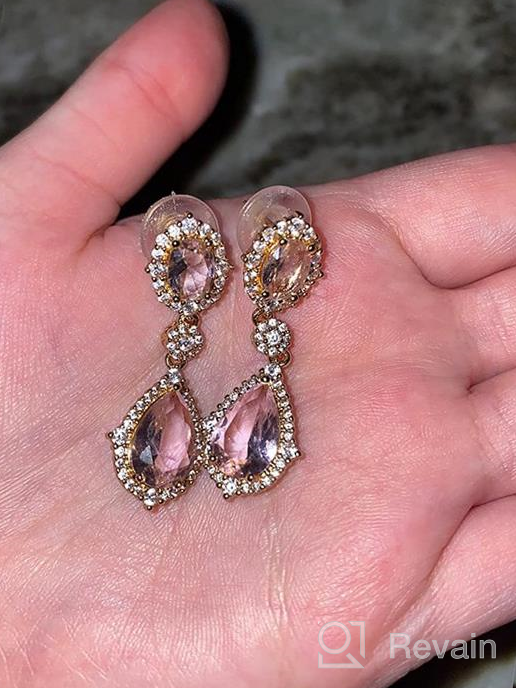 img 1 attached to 💍 Stylish Sterling Silver CZ Bridal Earrings for Women - Wedding Party Prom Earrings with Cubic Zirconia, Rhinestones, and Floral Chandelier Dangle Design for Brides, Bridesmaids, and Girls review by Nicole Bass