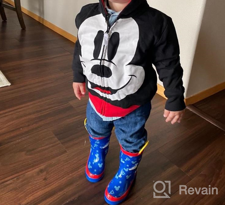 img 1 attached to Mickey Mouse Printed Rubber Rain Boots for Toddler and Little Boys - Waterproof and Easy-to-Put-On from Disney Kids review by Travis Chavis