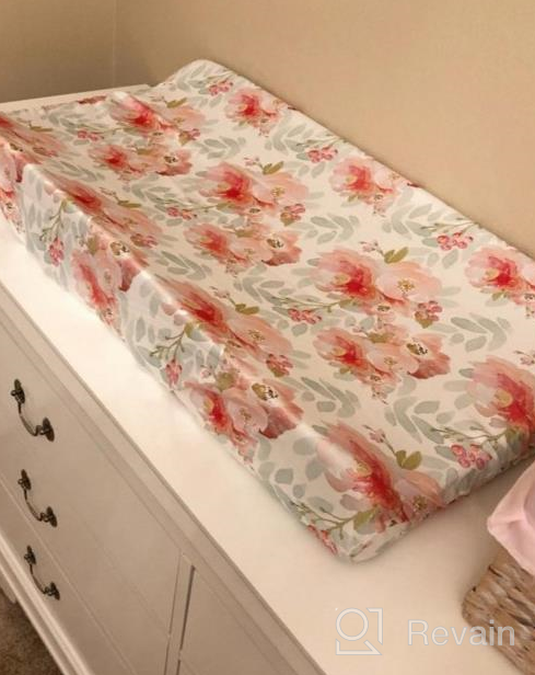 img 1 attached to Baby Girls Boys Crib Bedding Changing Pad Cover Blush Watercolor Table Pads review by Justin Anderson