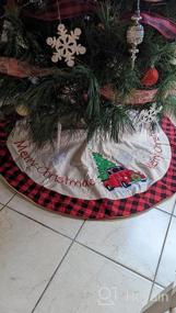 img 6 attached to HAUMENLY Burlap Christmas Tree Skirt, Buffalo Plaid Tree Skirt Pickup Red Truck Xmas Tree Holiday Party Decoration - 48 Inches