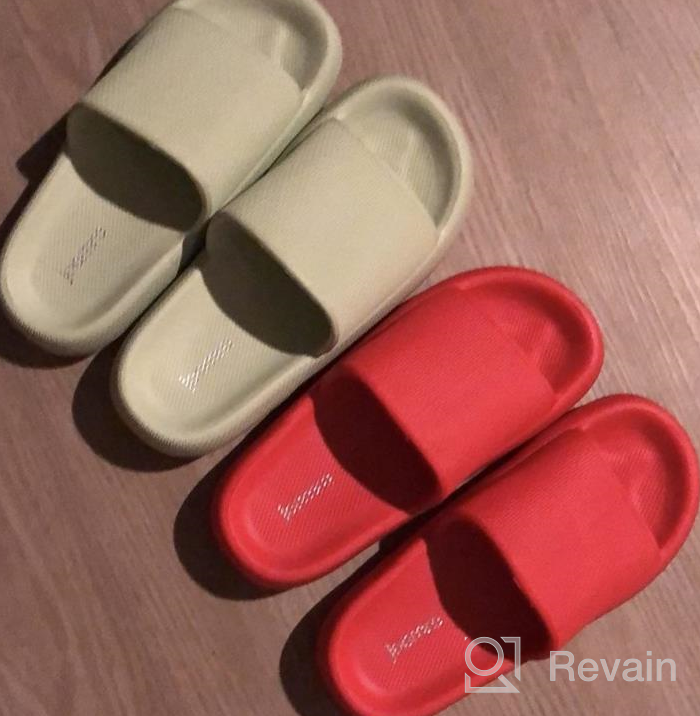 img 1 attached to Joomra Quick-Drying Shower Slides For Women And Men - Non-Slip Pillow Slippers With Thick, Ultra-Cushioned Soles - Ideal For Bathroom And Home Use review by Zachary Caldwell