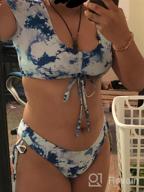 img 1 attached to ZAFUL Tie-Dye Triangle Bikini Set With Cinched String Detail - Three-Piece Swimsuit For Women review by Tim Olson