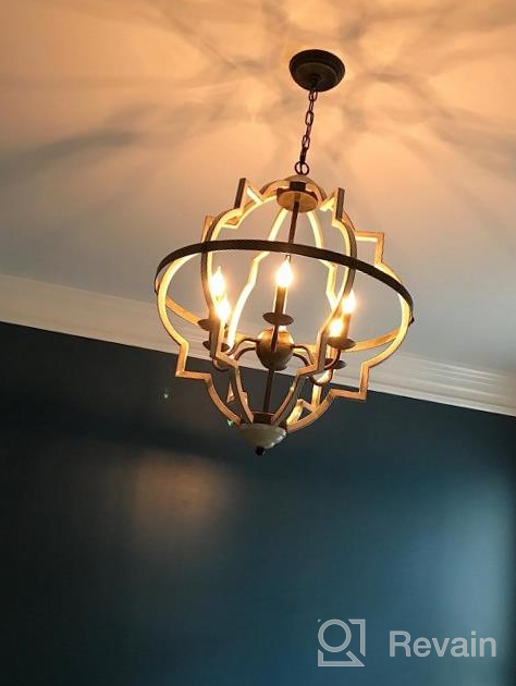 img 1 attached to Rustic Orb Chandelier With Adjustable Height - TZOE 4-Light Metal Vintage Chandelier For Dining Room, Living Room, And Kitchen review by Eddie Sanchez