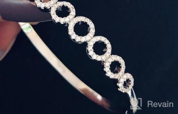 img 1 attached to 18K White Gold Princess Bangle Bracelet With Swarovski Crystal - Menton Ezil Women'S Fashion Jewelry review by Justin Sharp