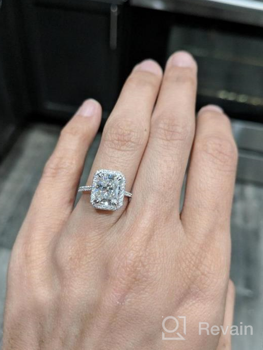 img 1 attached to Radiant-Cut Moissanite Engagement Ring In 14K White Gold, 3 Carat Total Weight - Kobelli review by Nancy Knudsen