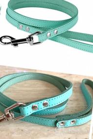 img 4 attached to BronzeDog Heavy Duty Leather Dog Leash In Blue - 4Ft Training Lead For Small To Large Dogs