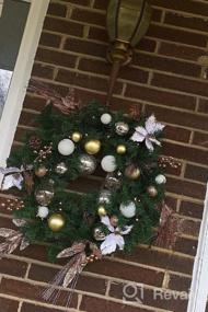 img 6 attached to WBHome Pre-Lit 24-дюймовый искусственный рождественский венок, венок с красной и золотой подсветкой и 35 светодиодными лампами для внутреннего наружного окна входной двери, рождественский декор, праздничные украшения, на батарейках