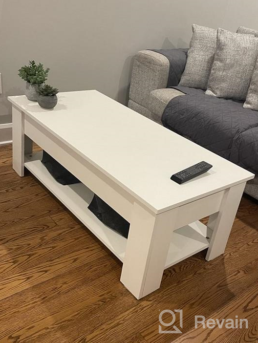 img 1 attached to Maximize Living Room Storage With HOMEFORT Lift Top Coffee Table In Grey: Hidden Compartment And Shelves review by Greg Lockhart