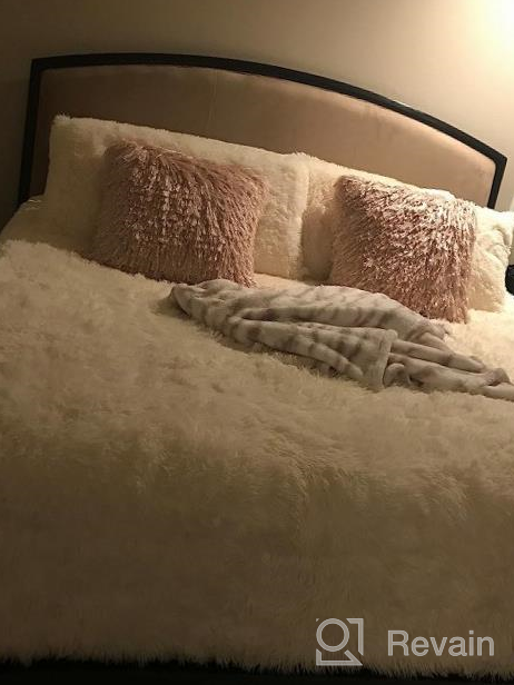 img 1 attached to Queen Size Faux Fur Comforter Set - Shaggy Velvet Black/Dark Gray Long Hair, Plush Sherpa Reversible Bedding Set For Winter Warmth review by Ryan Will