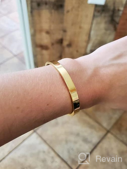 img 1 attached to 💍 Classical Simple Stainless Steel Blank Open Clasp Bangle Bracelet by Jude Jewelers review by Jen Johnson