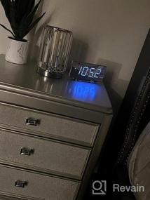 img 5 attached to Digital Alarm Clock For Living Room, 8.7" Large Mirror Surface Dual Alarms With 7 Adjustable Dimmer & Volume, 2 USB Chargers, Battery Backup Snooze And 12/24H Bedside Clock For Office Desk Or Bedroom